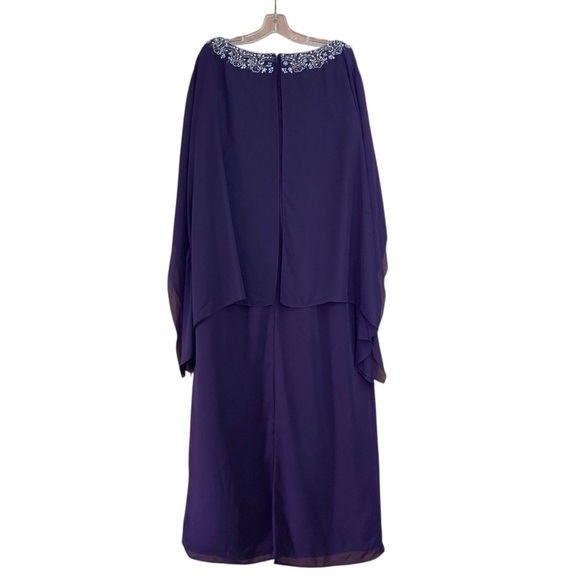 Alfred Angelo Mother of the Bride Beaded Eggplant Kaftan Gown 9018LW (Size 20W) - Picture 5 of 12